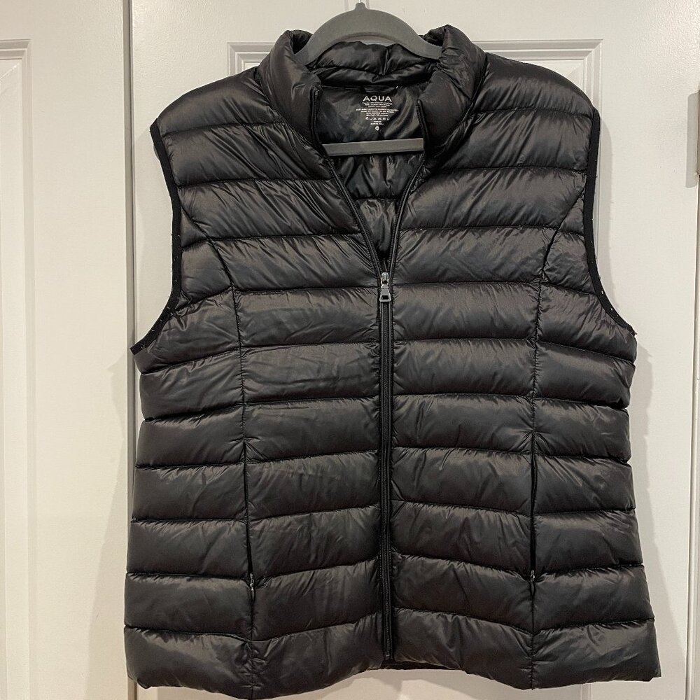 Aqua Black Puffer Vest, XL